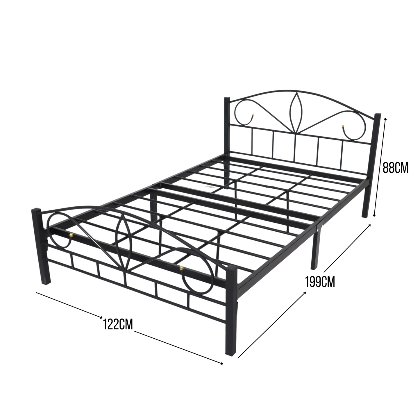 FLORENCE Single Metal Bed Frame Astro Foam